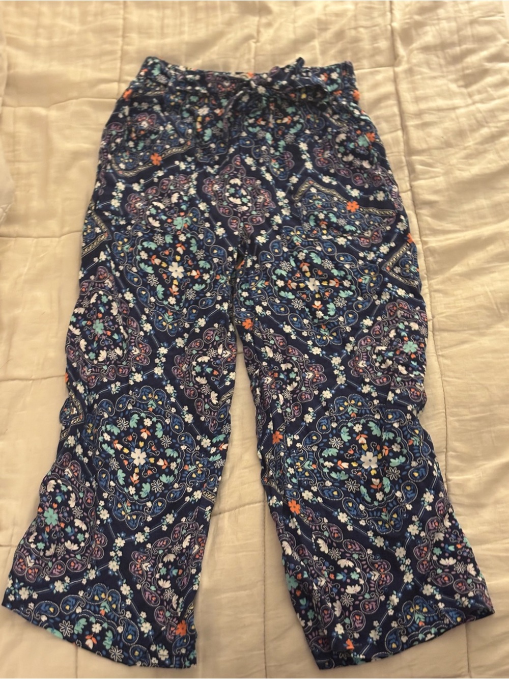 Btween Girls Size 5 Navy Floral Paisley Wide Leg Palazzo Pants